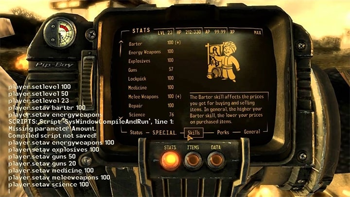 Все читы коды для Fallout: New Vegas