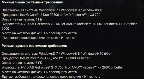 Системные требования Crossout на PC